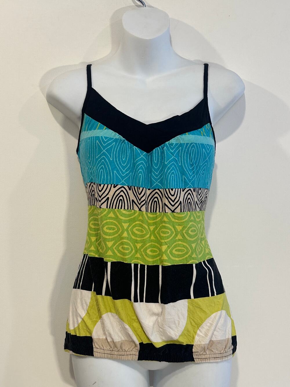 Vintage Cache Cache Y2K Geometric Colorblock Bubble Hem Cami Tank Top 3 M